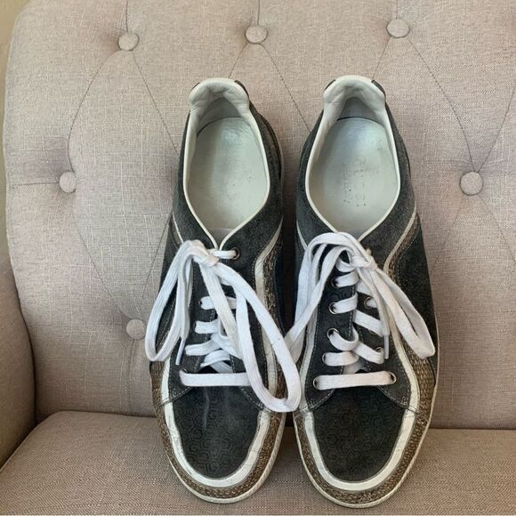 Gucci Python Snake Skin And Suede Low Top Trainner Sneakers Size 9.5 - Picture 6 of 10